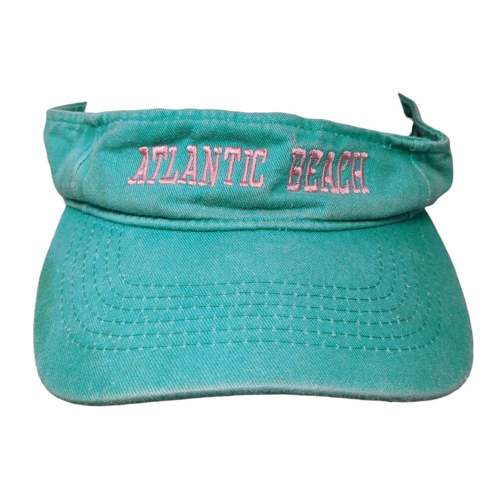 Atlantic Beach Strapback Visor Hat Green One Size Embroidered Kaufman